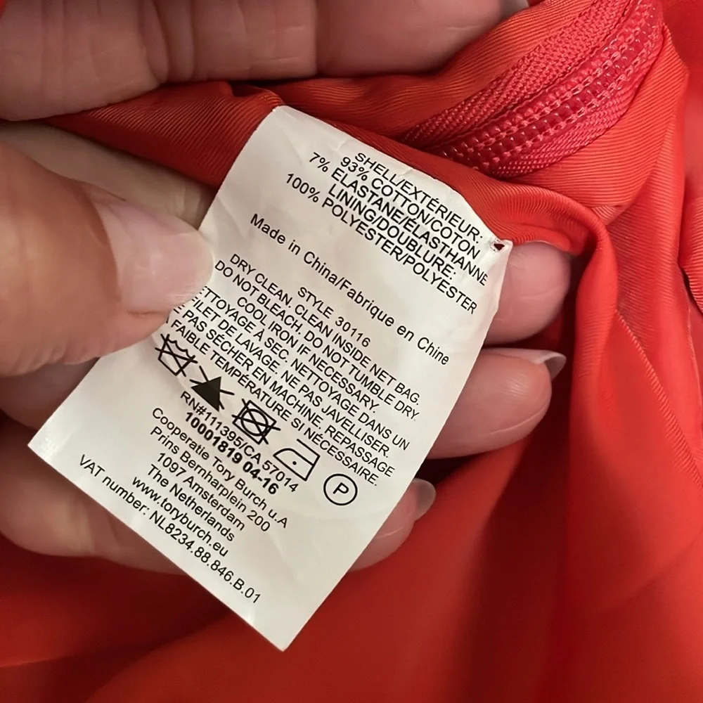 Tory Burch Size 14 Burnt Orange Gorgeous Dress Gold Accent Buttons Pockets Lined